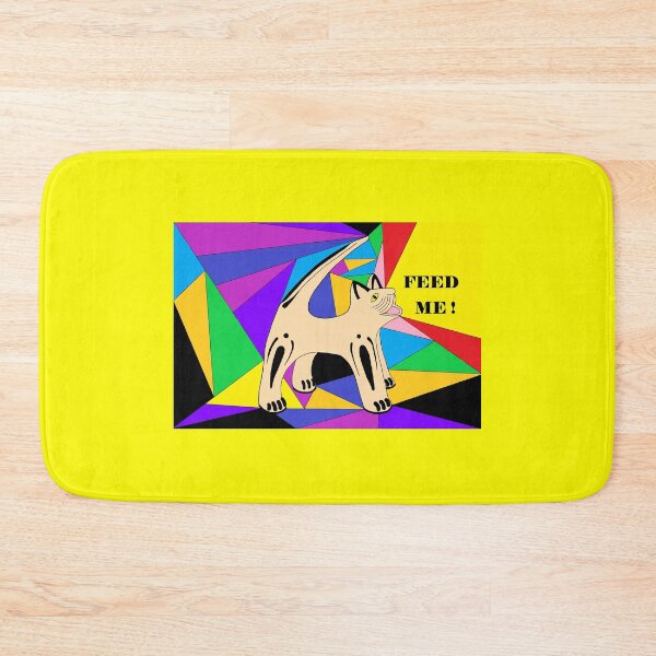 Item preview, Abstract Folk Art Hungry FEED ME Cat  designed and sold by JoyousArt4u.
