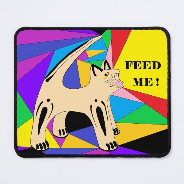 Item preview, Abstract Folk Art Hungry FEED ME Cat  designed and sold by JoyousArt4u.
