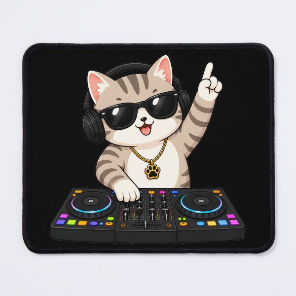Item preview, Cute DJ Cat Wearing Headphones Party Mascot designed and sold by Seculinator.