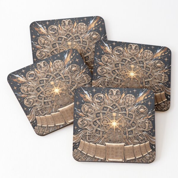 Item preview, Zodiac Wheel of Likes - Golden Astrology Gears & Steampunk Impasto Art designed and sold by SupernovaNote.