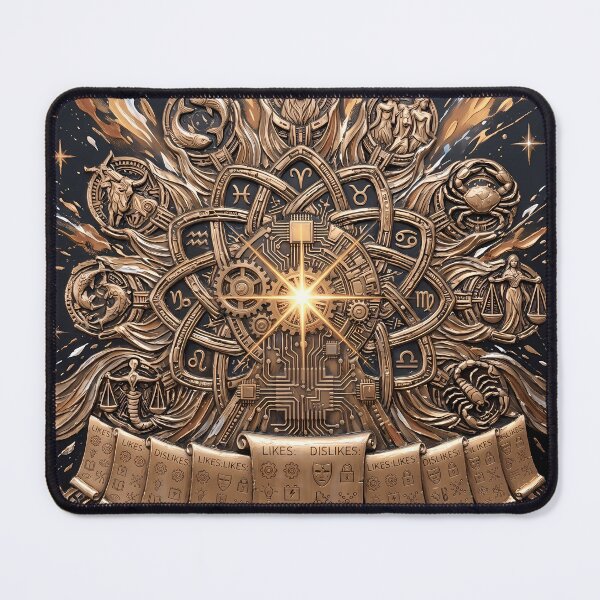 Item preview, Zodiac Wheel of Likes - Golden Astrology Gears & Steampunk Impasto Art designed and sold by SupernovaNote.