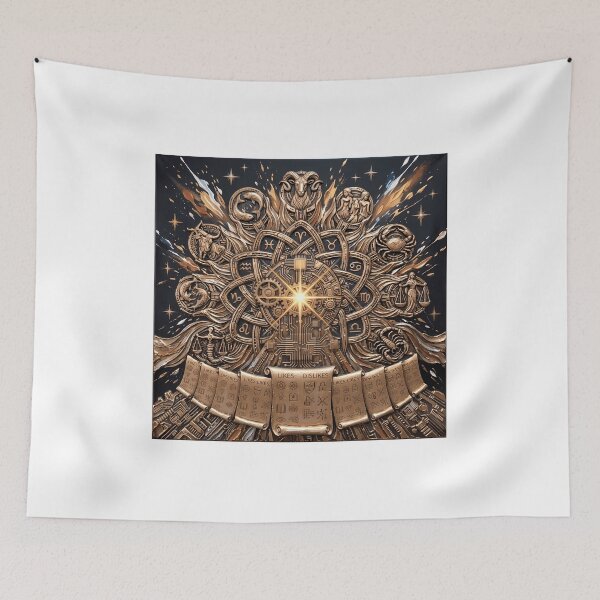 Item preview, Zodiac Wheel of Likes - Golden Astrology Gears & Steampunk Impasto Art designed and sold by SupernovaNote.