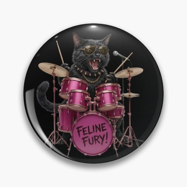 Item preview, Feline Fury Cat Drummer | Funny Black Cat Playing Drums | Gift for Cat Lovers and Drummers designed and sold by thoughtswear.