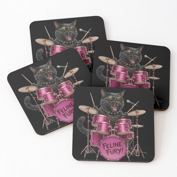 Item preview, Feline Fury Cat Drummer | Funny Black Cat Playing Drums | Gift for Cat Lovers and Drummers designed and sold by thoughtswear.