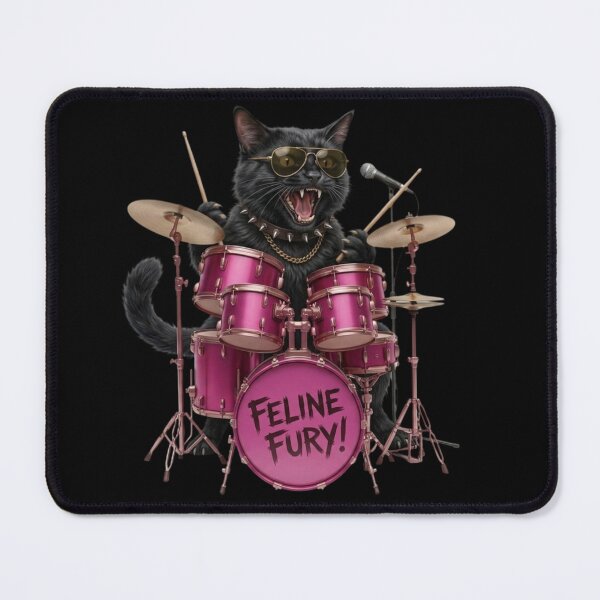 Item preview, Feline Fury Cat Drummer | Funny Black Cat Playing Drums | Gift for Cat Lovers and Drummers designed and sold by thoughtswear.