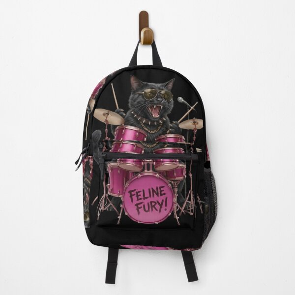 Item preview, Feline Fury Cat Drummer | Funny Black Cat Playing Drums | Gift for Cat Lovers and Drummers designed and sold by thoughtswear.
