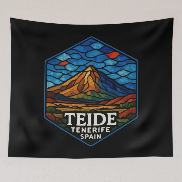 Item preview, Mount Teide Volcano Tenerife Stained Glass Art Travel designed and sold by TomFrontierArt.