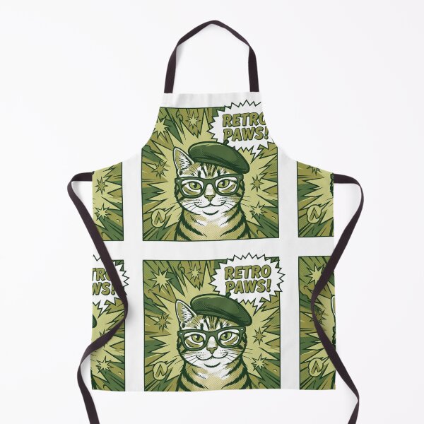 Item preview, Vintage Comic Book Cat with Green Beret Glasses and Retro Paws Speech Bubble designed and sold by MoonlitDoodles1.