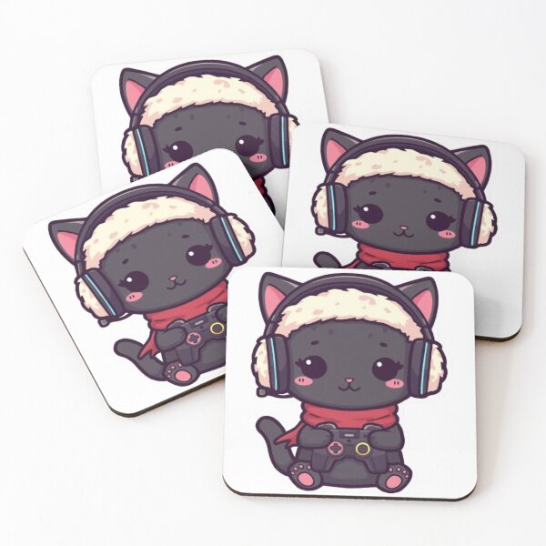 Item preview, Cute Winter Gamer Cat with RGB Headphones Kawaii Sticker designed and sold by Stylestickers55.