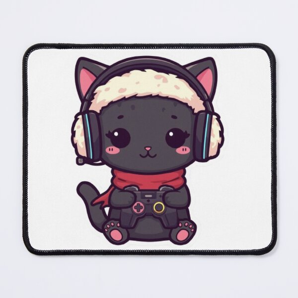 Item preview, Cute Winter Gamer Cat with RGB Headphones Kawaii Sticker designed and sold by Stylestickers55.