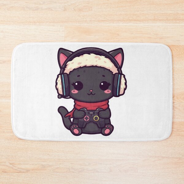 Item preview, Cute Winter Gamer Cat with RGB Headphones Kawaii Sticker designed and sold by Stylestickers55.