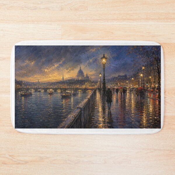 Item preview, The Long Way Home – Rainy European Bridge at Night designed and sold by Squiglix.