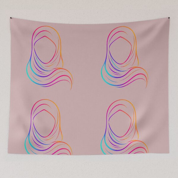 Item preview, Neon Glow Hijab Silhouette Minimalist Art designed and sold by Tharaazu.