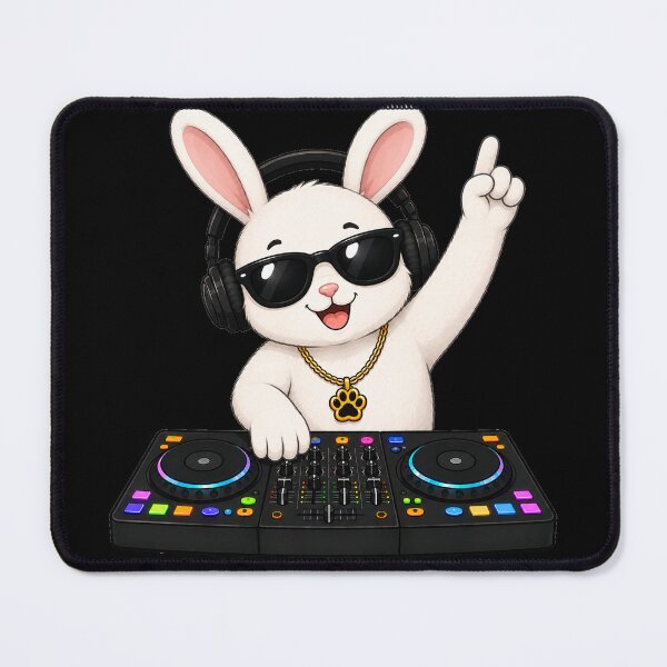 Item preview, Cute DJ Bunny Wearing Headphones Party Mascot designed and sold by Seculinator.