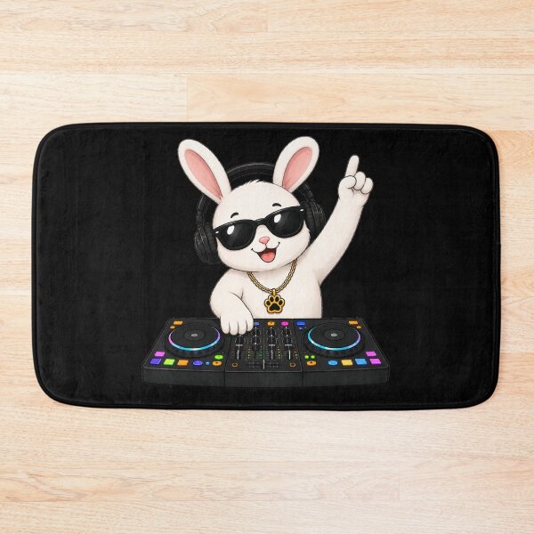 Item preview, Cute DJ Bunny Wearing Headphones Party Mascot designed and sold by Seculinator.
