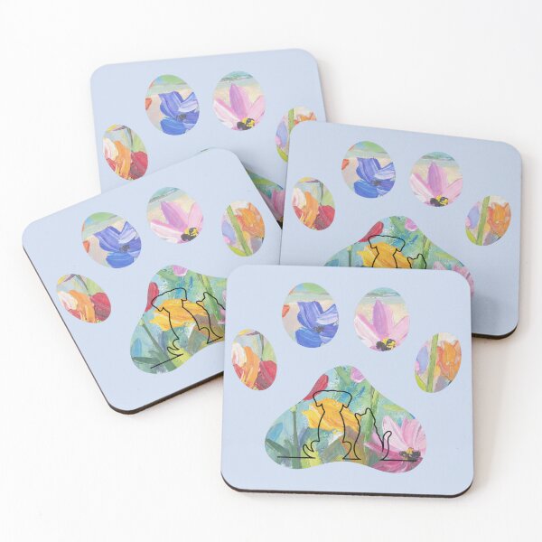 Item preview, Floral paw print with dog & cat friends  designed and sold by Doodles Down South.