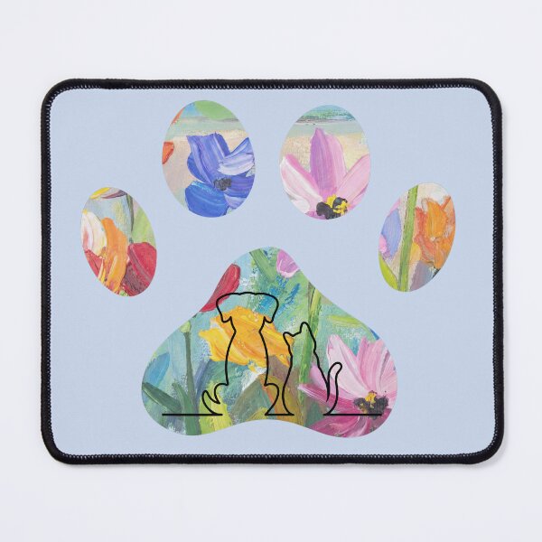 Item preview, Floral paw print with dog & cat friends  designed and sold by Doodles Down South.