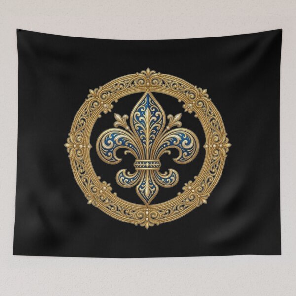Item preview, Fleur De Lys Blue And Gold Royal Heraldic Emblem Elegant Design designed and sold by ProjectNoah.