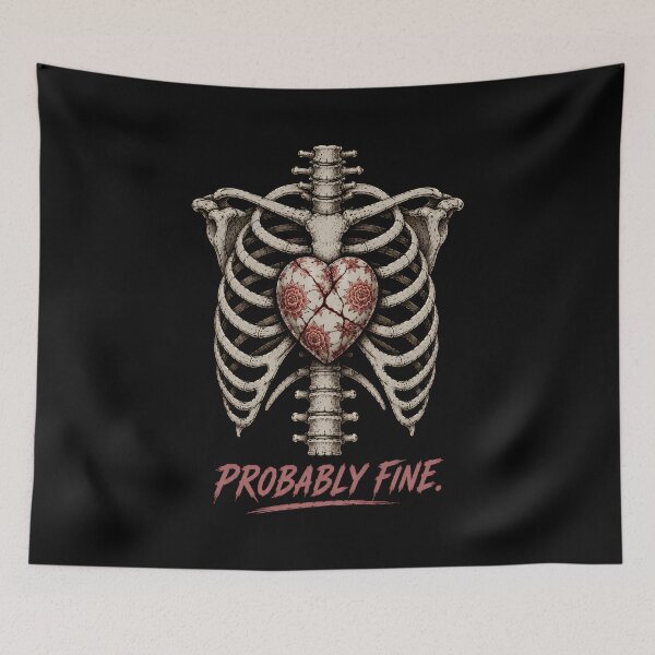 Item preview, Probably Fine Skeleton Heart Design designed and sold by Dead Signal Archives.