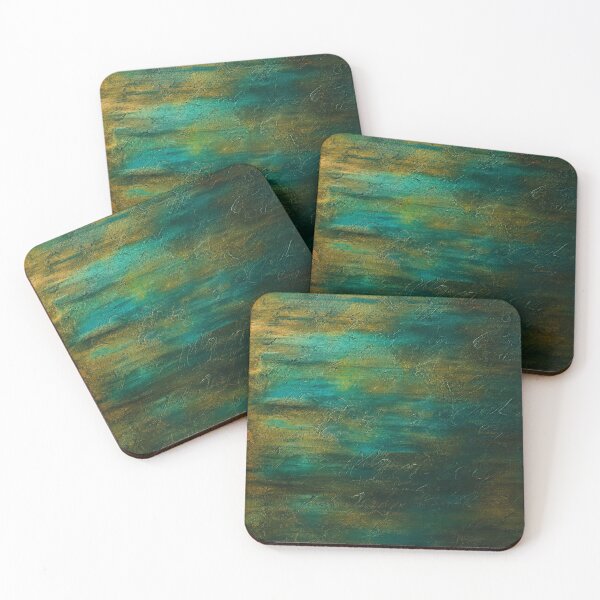 Item preview, Patina Tide – Teal & Ocher Abstract Texture | Modern Acrylic Wall Art designed and sold by Ingorgia Studio.