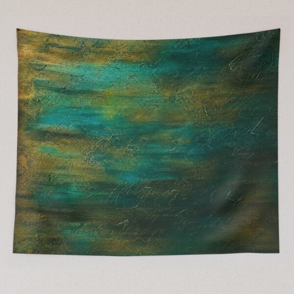 Item preview, Patina Tide – Teal & Ocher Abstract Texture | Modern Acrylic Wall Art designed and sold by Ingorgia Studio.