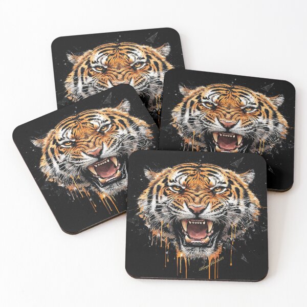 Item preview, Snarling Tiger Fangs Ink Splatter Art designed and sold by KingofHearts25.