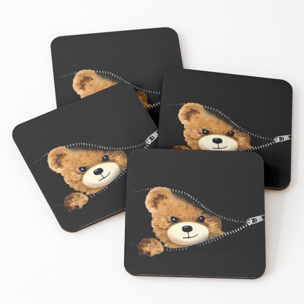 Item preview, Cute Peeking Teddy Bear Unzipped Zipper 3D Illusion designed and sold by TeeStyle.mr.