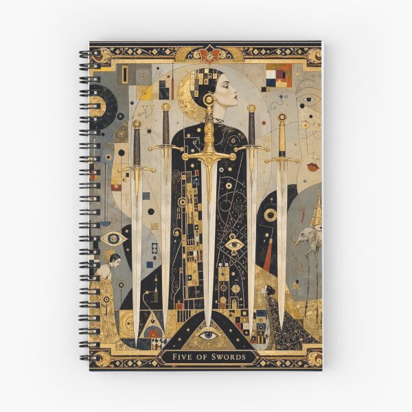 Item preview, The Five of Swords - Surrealist Tarot in the style of Klimt and Dalí designed and sold by Natalia-Vlad.