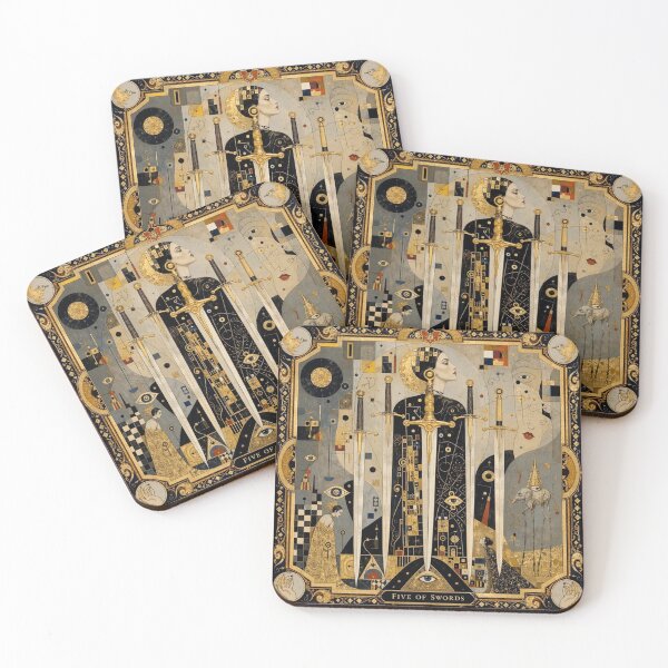 Item preview, The Five of Swords - Surrealist Tarot in the style of Klimt and Dalí designed and sold by Natalia-Vlad.