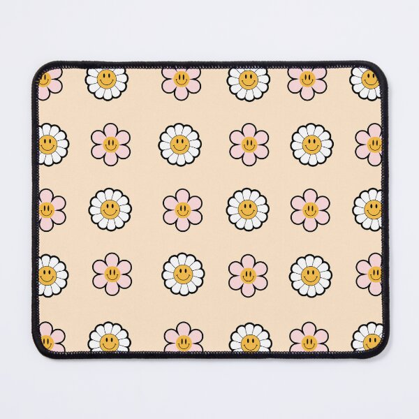 Item preview, Retro Y2K Daisy Smiley Face Seamless Pattern Happy white and pink Flowers designed and sold by Art IN Pack.