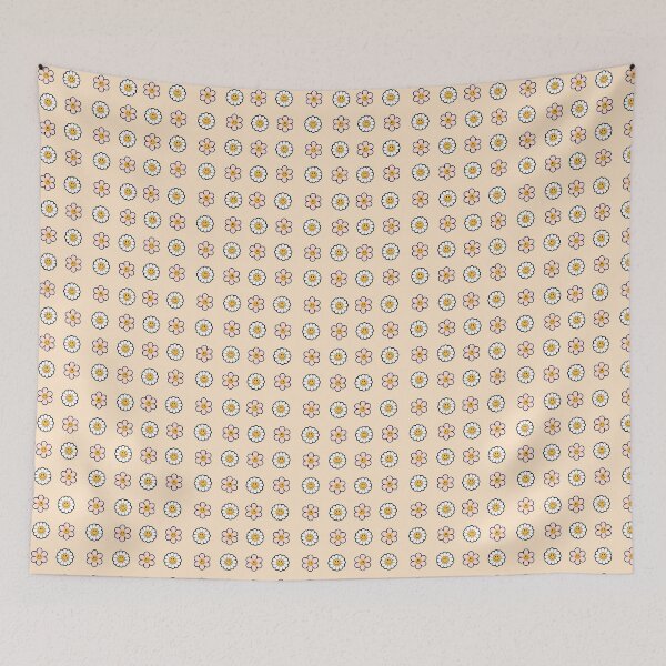 Item preview, Retro Y2K Daisy Smiley Face Seamless Pattern Happy white and pink Flowers designed and sold by Art IN Pack.