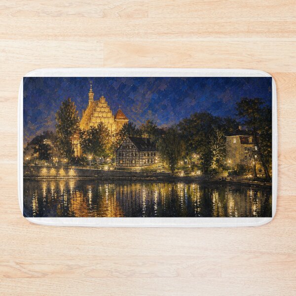 Item preview, Golden Riverside – Historic European Waterfront at Night designed and sold by Squiglix.