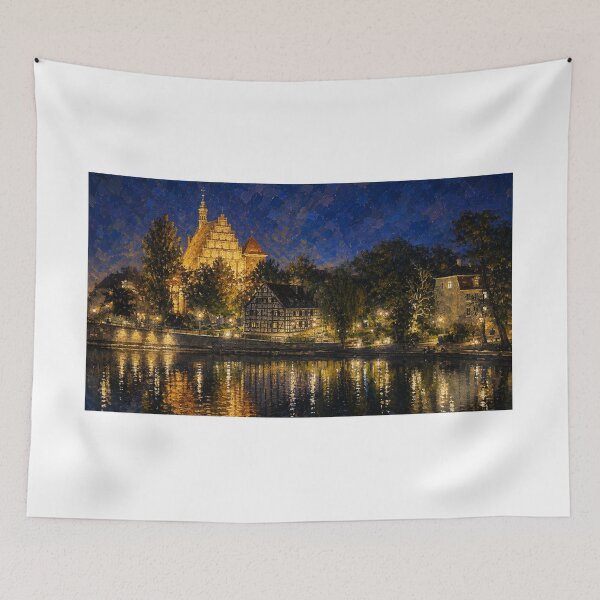 Item preview, Golden Riverside – Historic European Waterfront at Night designed and sold by Squiglix.