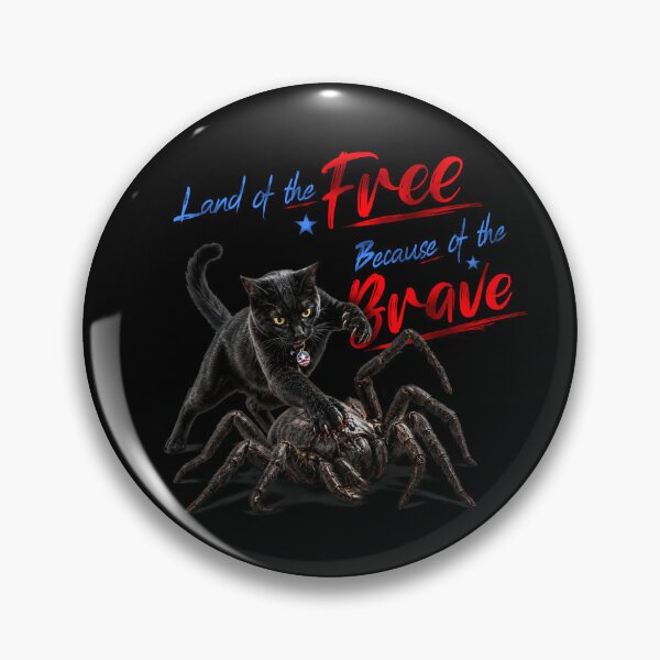 Item preview, Land of the Free Because of the Brave - Hero Cat 4th of July (black background) designed and sold by h-kitty-world.