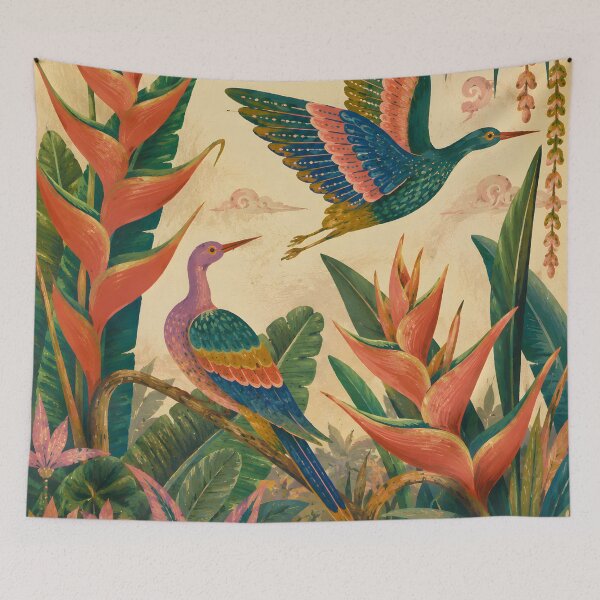 Item preview, Tropical Birds Paradise Botanical Jungle Decor Colorful Exotic Bird Nature Art designed and sold by LoveNurseries.