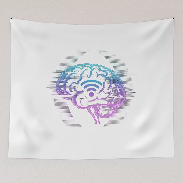 Item preview, Neon Brain WiFi Signal Glitch Art designed and sold by DariaOltes.