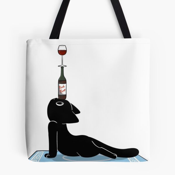 Item preview, Funny Black Cat Balancing Red Wine Cobra Posе designed and sold by     Pink Chaos Club.