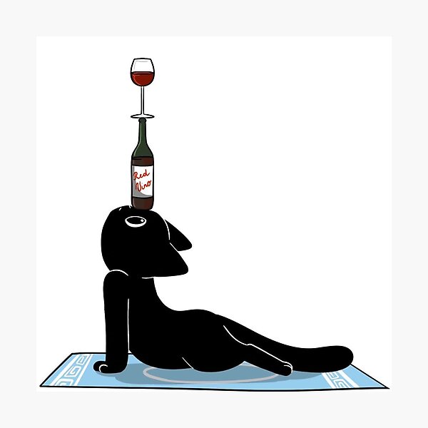 Item preview, Funny Black Cat Balancing Red Wine Cobra Posе designed and sold by     Pink Chaos Club.