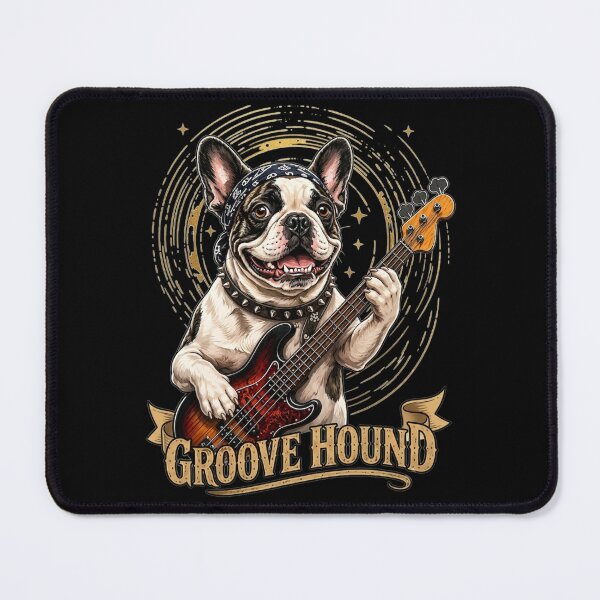 Item preview, French Bulldog Playing Bass Guitar – Rhythm Hound Music Dog Illustration designed and sold by thoughtswear.