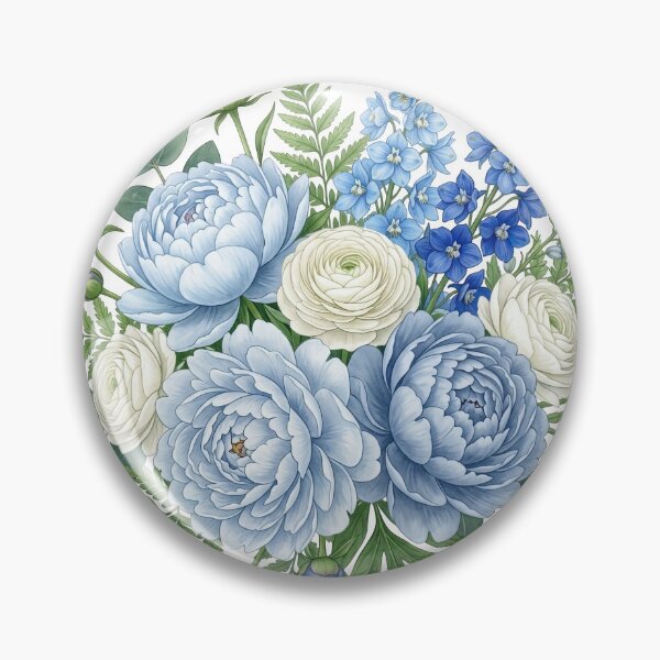 Item preview, Elegant Blue Peony Floral Bouquet Watercolor Design designed and sold by LinaDesign Store.