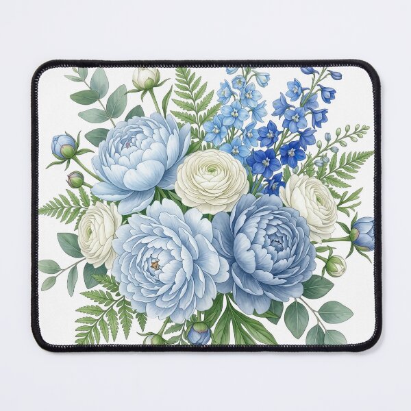 Item preview, Elegant Blue Peony Floral Bouquet Watercolor Design designed and sold by LinaDesign Store.