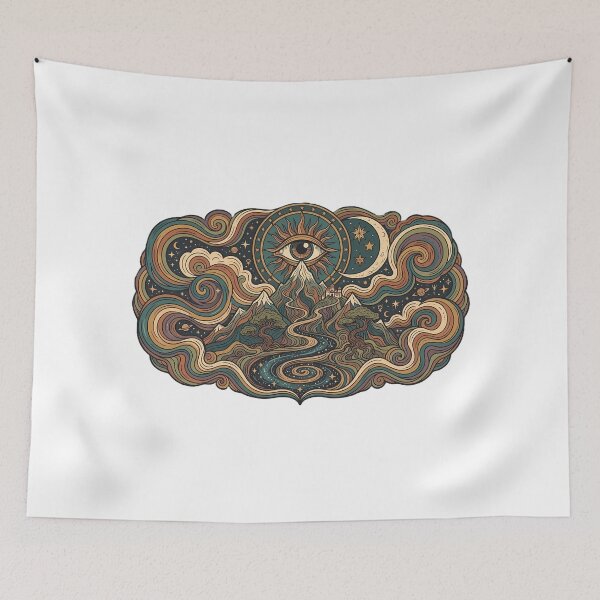 Item preview, Vintage Retro Cosmic Sun and Moon Nature Art designed and sold by abanoubsamir938.
