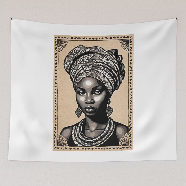 Item preview, Art - Black Woman with Turban, Afro-Bohemian Aesthetic designed and sold by AnimeShin.