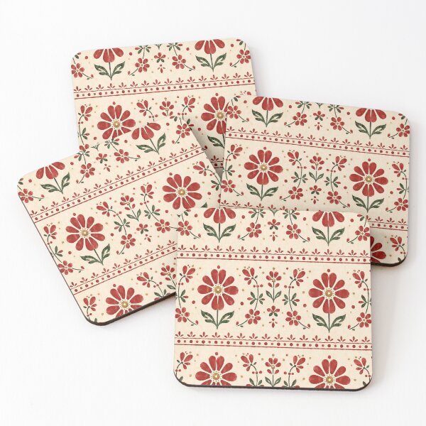 Item preview, Slavic Folk Art Red Floral Border Pattern designed and sold by Beans' Art Studio.