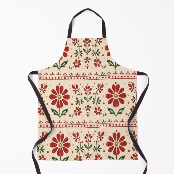 Item preview, Slavic Folk Art Red Floral Border Pattern designed and sold by Beans' Art Studio.