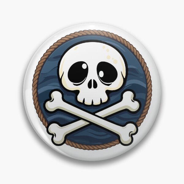 Artikelvorschau, Niedlicher Piraten-Totenkopf mit gekreuzten Knochen im Cartoon-Stil, maritim, Strand entworfen und verkauft von SaltCreatives.