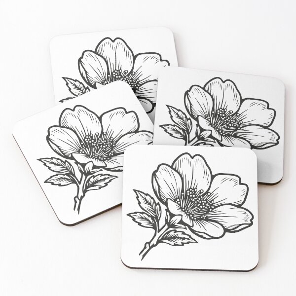 Item preview, Vintage Cherry Blossom Tattoo Style Line Art designed and sold by rawpetal.