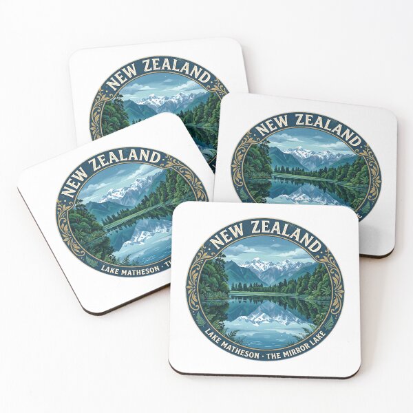 Artikelvorschau, Neuseeland, Lake Matheson Mirror Lake, Vintage-Reisen entworfen und verkauft von Modefissi.