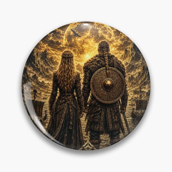 Item preview, Golden Fantasy Warrior Couple Emblem designed and sold by WarriorVision.