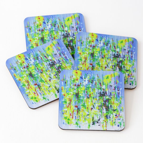 Item preview, Neon Skyline – Blue & Lime Abstract Cityscape designed and sold by Ingorgia Studio.